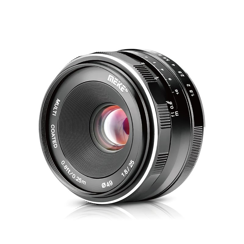 Meke Meike 25mm F1.8 Large Aperture Wide Angle Lens Manual Focus Lens Compatible with Panasonic Lumix Olympus M43 Mount Mirrorless Cameras GH4 GH5 GH6 - Image 1